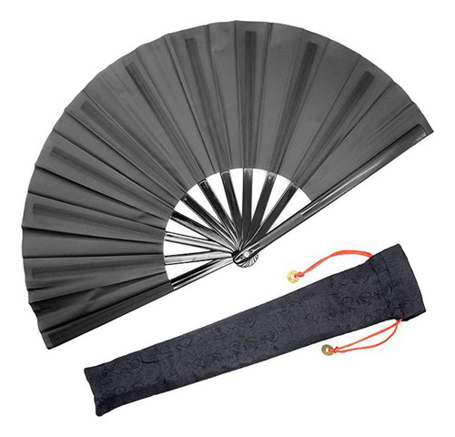 Abanico Plegable Grande De 4 Piezas, Color Negro