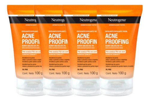 Combo X4 Neutrogena Acne Proofing Gel Exfoliante 100 Ml