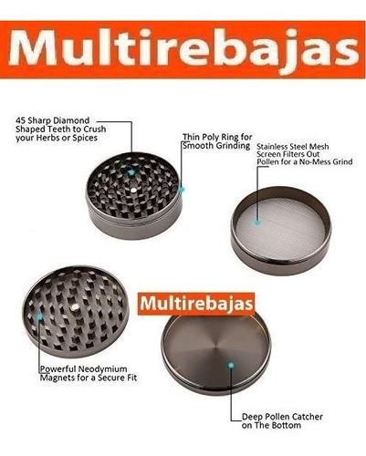 Imagen 2 de 3 de Grinder De Aluminio, 4 Pisos Pipa Vaporizador