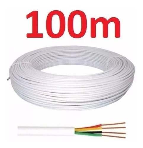 Cabo De Alarme 4x50 4 Vias 0,20mm 100m 100% Cobre Branco Dni