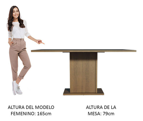 Mesa De Comedor Rectangular 6 Puestos Marrón Negro