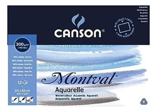 Block 12 Hojas Canson Montval 24x32 300g Acuarela Grano Fino