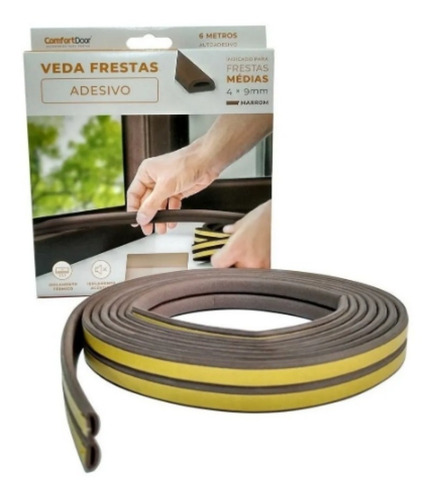 Veda Fresta Para Porta E Janela 4x9mm 6m Marrom Comfort Door
