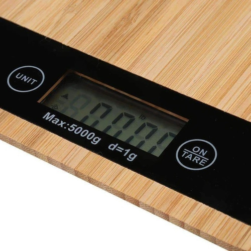Imagen 5 de 10 de Balanza Cocina Digital Madera Bamboo 1gr A 5 Kg
