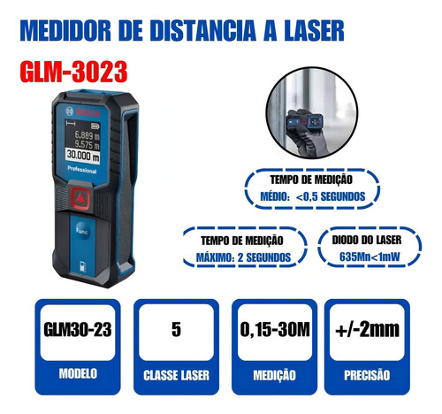 Medidor láser de distancia (Distanciometro) Bosch Glm 30-23 de 30 metros