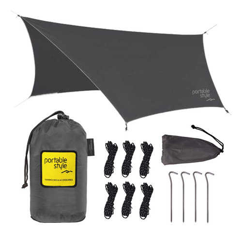Toldo Teto Camping Portátil Para Rede - Portable Style Cor Cinza