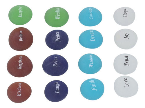 Color Lucky Stone, 16 Piezas De Piedras Inspiradoras, Mixtas
