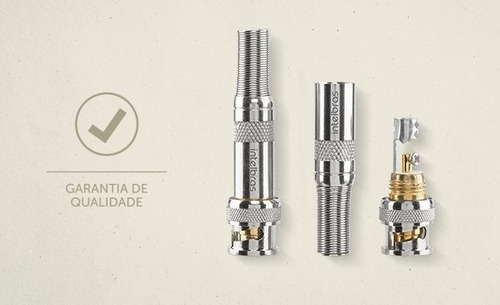 Kit 10 Conector Bnc Macho Com Mola E Parafuso P/ Cftv Camera