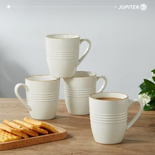 Juego De 4 Tazas De Café De 400 Ml Blanco, Aptas Para Microo