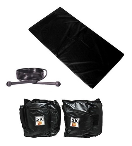 Kit Colchonete Preto+ Corda +par De Caneleira De Peso 5kgs