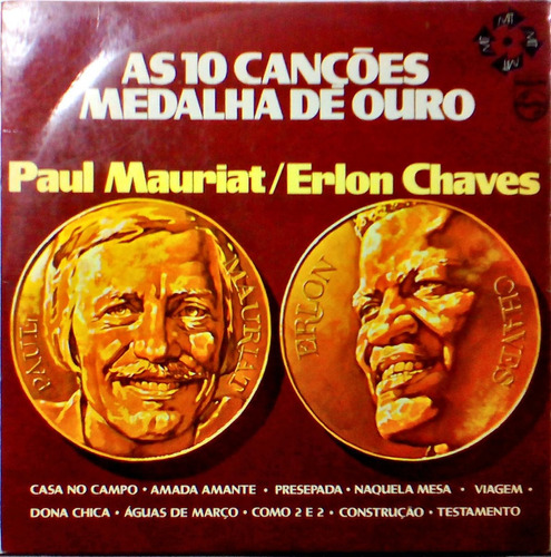 Paul Mauriat Erlon Chaves Lp As 10 Canções Medalha De Ouro