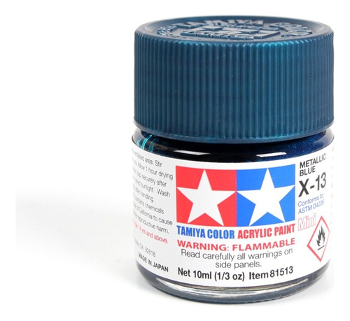 Pintura Acrílica De 10ml X13 Metallic Blue By Tamiya # X13mn