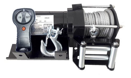 Guincho Elétrico 12 Volts Com Cabo De Aço Winch 3.000 Lbs Cor Preto Quantidade de 18239026 12V
