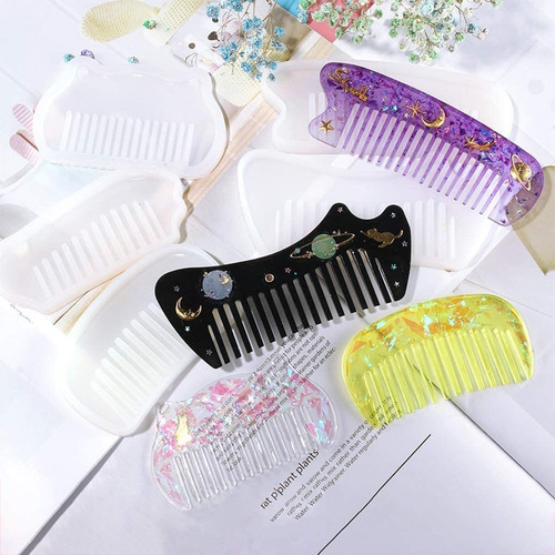 8 Moldes Resina Peines Molde Silicona Para Recoger Cabello