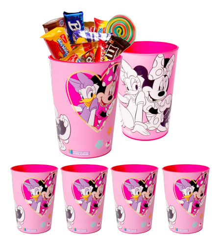 Kit 4 Copo Minnie 320ml Rosa P/ Festa Infantil Lembrancinha