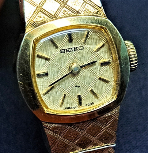 Antiguo Reloj Para Dama Seiko Chapado En Oro Min 12k