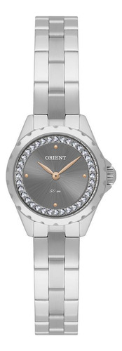Relógio Orient Feminino Prateado Mini 22mm Pedras Analógico