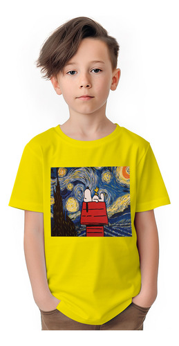 Polera Niños Snoopy Van Gogh Noche Peanuts 100% Algodon Wiwi