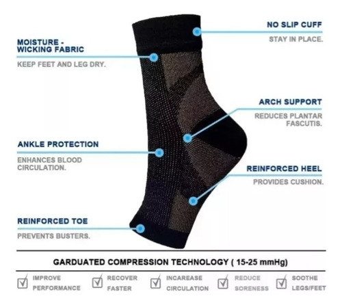 6 Pares De Calcetines Para Neuropatía, Mangas De Compresión Blanco Rayas 36-41