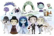 Comprar Papeles Digitales - Halloween Weeding  Cadaver Novia Clipart