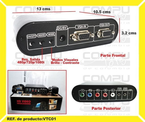 Convierta Pc Con Vga A Tv Con Rgb Ref: Vtc01 Computoys Sas