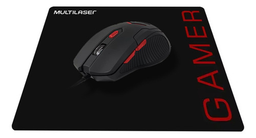 Kit de ratón para juegos de 3200 dpi y alfombrilla de ratón Multilaser Mo306, color rojo