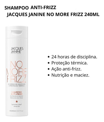 Shampoo Jacques Janine No More Frizz 240ml Nutrição Intensa