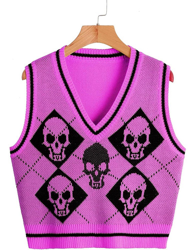 Suéter De Punto De Halloween Con Cuello En V Para Chaqueta T