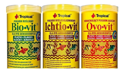 Kit Bio Vit + Ovo Vit + Ichtio Vit Tropical 50g Flocos C/ Nf