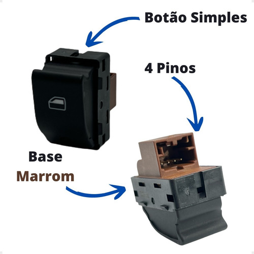 Par Botão Interruptor Vidro Elétrico Saveiro G4 G5 G6 Polo