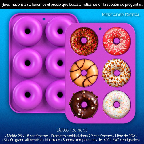 2 Pzs Molde Silicón Donas Antiadherente Horno Repostería