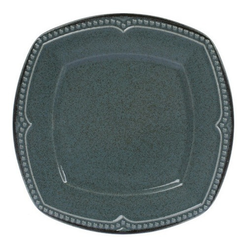 Plato Playo Porcelana Cuadrado Filo Envejecido Rustico 25,5 