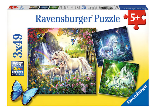 3 Rompecabezas Ravensburger Unicornios De 49 Piezas C/u 5