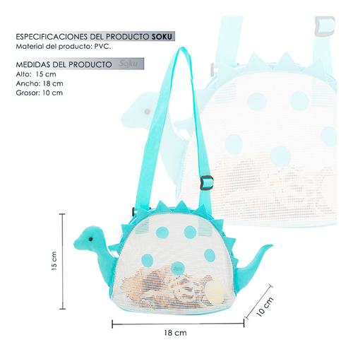 Soku Bolso Playa Niños Organizador Juguetes Viaje Dinosaurio Color Turquesa