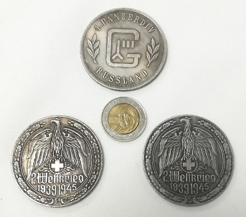 Imagen 8 de 8 de Moneda Militar, Set 3, Me 109 - Mg42 - 4 Panzer División