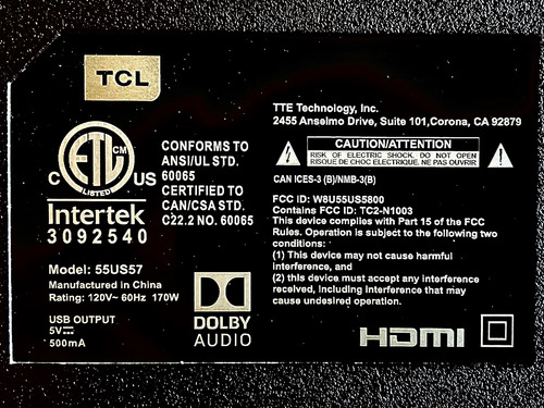 Kit Leds Original Tcl 55us57 Tot_55d2700_ud_8x7_3030c _v1 (Usado)