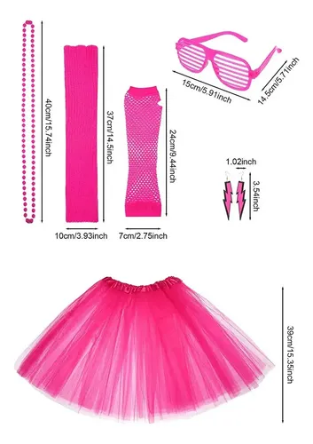 Disfraz Años 80 Para Mujer – Conjunto De Ropa Y Accesorios De Neón, Ideal Para Fiestas De Carnaval, Cosplay Retro Y Eventos Temáticos