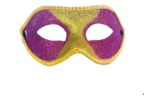 Máscara Para Baile Carnaval Modelo Unissex Dourada / Lilás