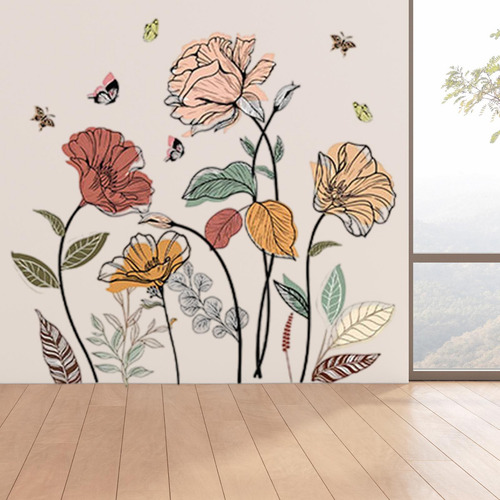 Xx Flores Rústicas Adesivos De Parede Decoração De Casa,