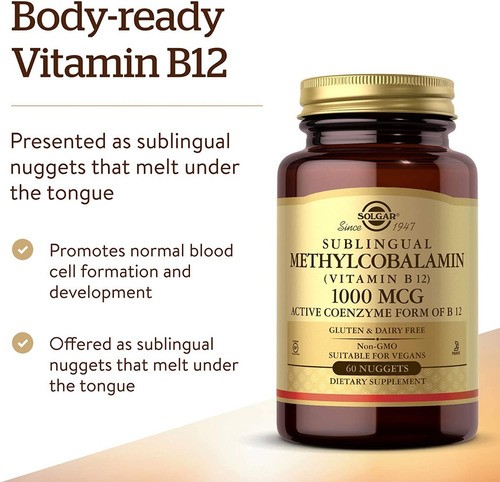 Imagen 3 de 8 de Super Pack Vitamina B12 Metilcobalamina 1000mcg 120 Nuggets
