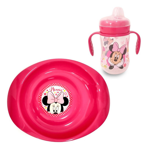 Imagen 2 de 8 de Set Vaso + Plato Para Comer Bebé Disney Mickey Minnie 6m+