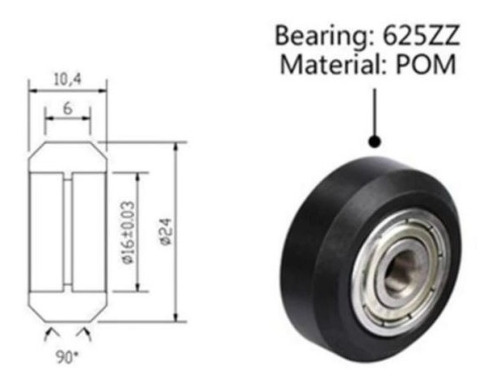 Rueda Pom X3 Unid. Rodamiento 625zz Impresora3d/cnc - Uso3d