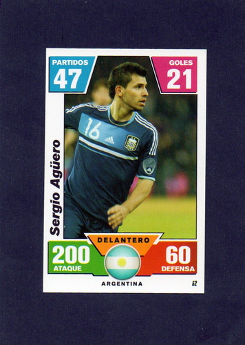 Mundial Brasil 2014, Figurita N° 52 Aguero Argentina. Mira!!