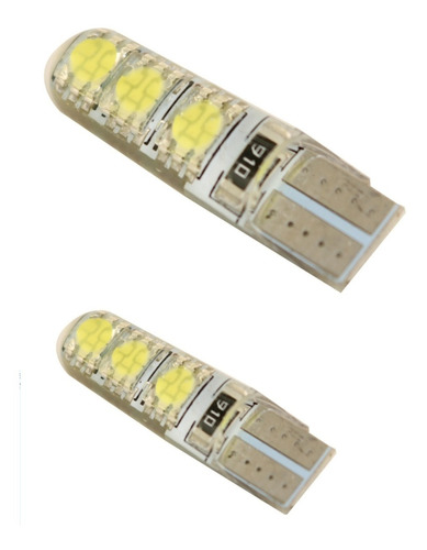 Lampara X2 Posición T10 6 Led Smd Blanco Siliconados Caseros