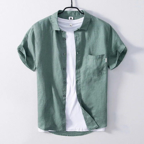 Camisa De Lino Puro De Italia Para Hombre, Camisas De Sujeta