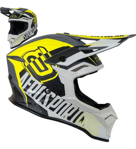 Capacete Asw Fusion Motocross Moto Trilha Enduro Cross Mx Cor Amarelo fluor/Cinza Tamanho do capacete 58