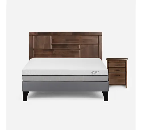 Cama Europea Pratta Full Pata Madera+ Respaldo+velador Dolce