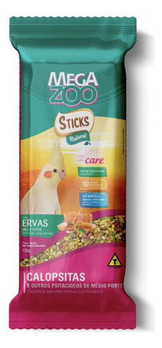 Megazoo Sticks Natural Com Ervas Mel E Ovos 120 Gramas