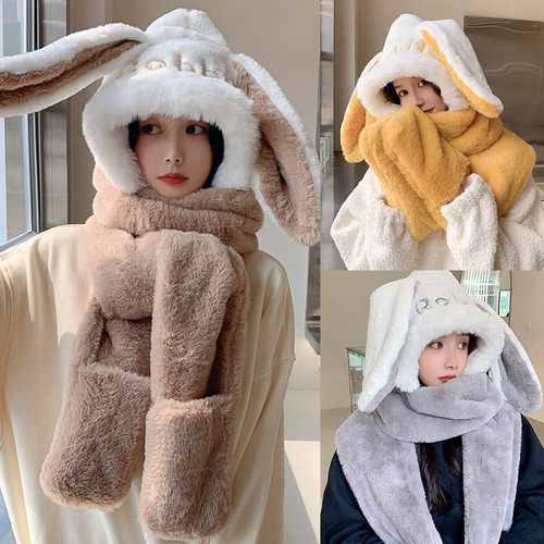 (cf) Bufanda De Invierno Con Orejas De Conejo, Cálida, Gorro