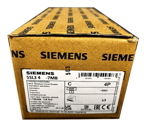 Kit Llave Termica Termomagnetica Tetrapolar 25a Siemens X3ud